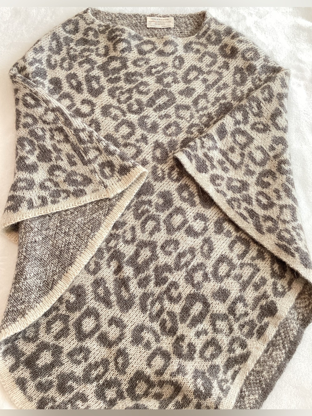 🇮🇹Nardi & Tagliaferri Sweater Poncho Mohair Blend Animal Print Made in Italy